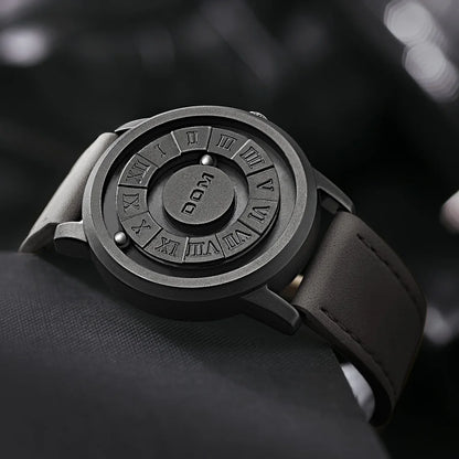 DOM Trend Concept Men's Watch: Creative Scrolling Pointer Design with Magnetic Force - Fashionable & Waterproof Timepiece for Men