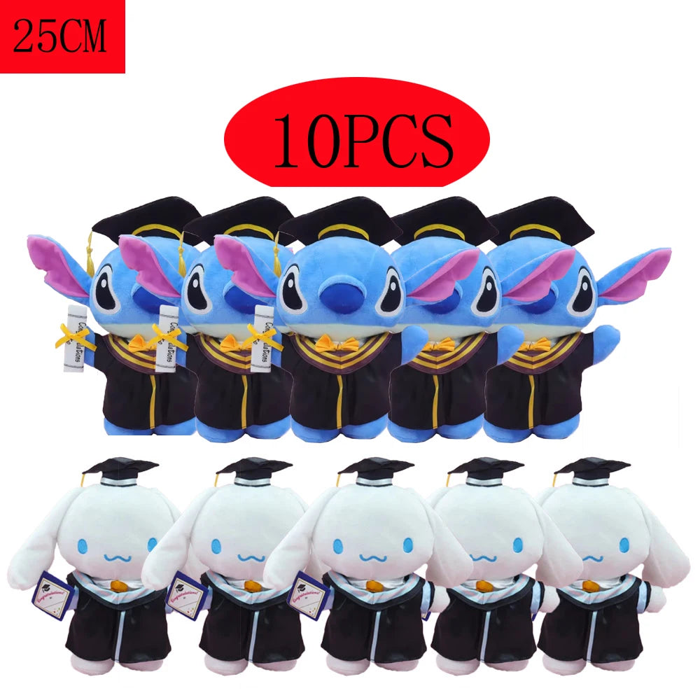 Anime Plush 25cm – Cinnamoroll, My Melody, Kuromi & Hello Kitty Kawaii Soft Stuffed Graduation Doll Gift