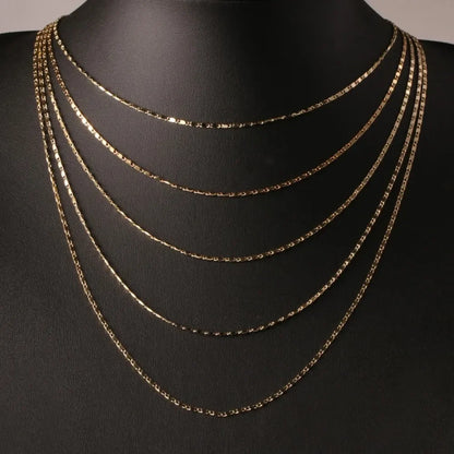 18K Gold Color Flat Chain Necklace for Men & Women – 2mm Charm, 40-75cm Luxury Jewelry for Party & Wedding