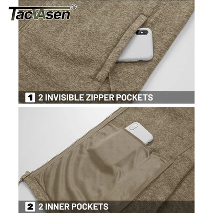 TACVASEN Men’s Lightweight Fleece Jacket - Full Zip Spring Casual Outdoor Sportswear with Pockets & Stand Collar