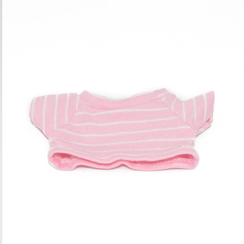 Labubu Idol Doll Clothes Set – T-Shirt & Denim Shorts Outfit for 17cm Labubu & 10cm Cotoon Dolls, Doll Accessories