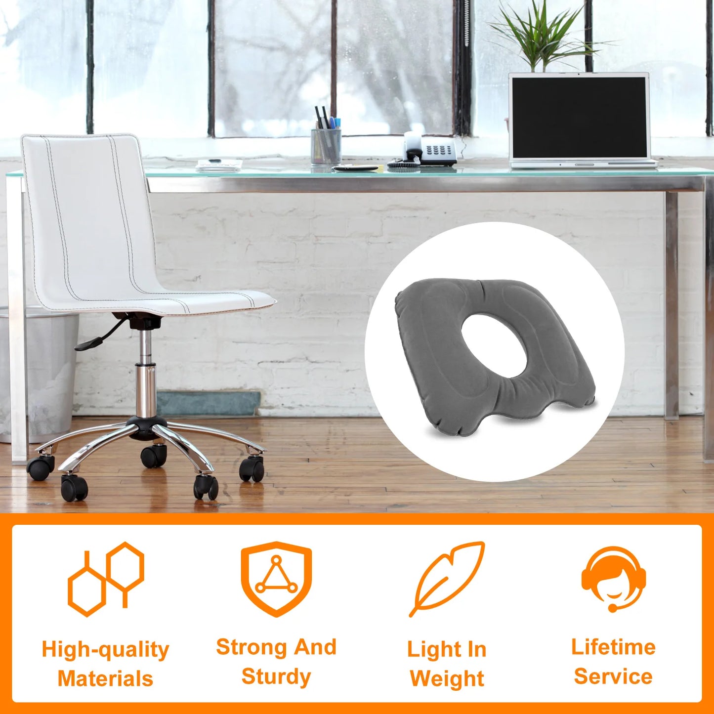 Inflatable Donut Seat Cushion for Hemorrhoids | Adjustable Lightweight Leakproof Massage Pillow