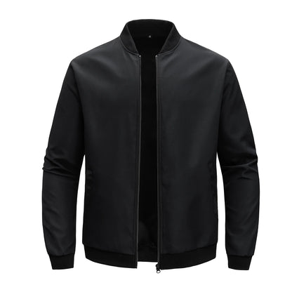 2024 Men's Spring Autumn Jacket – Short Loose Baseball Collar, Solid Color, Business Casual Thin Coat