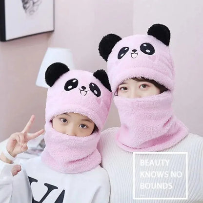 Fashionable Autumn & Winter Children's Cartoon Hat & Scarf Set - Double Layer Wool Warm Hat for Boys & Girls