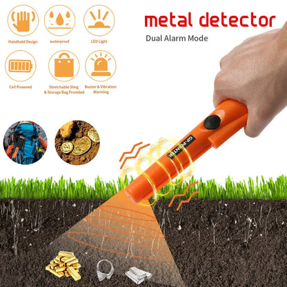 Handheld Metal Detector Pinpointer - Waterproof 360° Scan Treasure Hunting Probe with Anti-Scratch Design