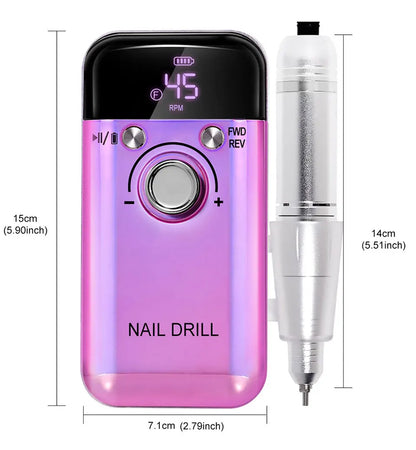45000RPM Electric Nail Drill – Professional Rechargeable Nail File for Gel Nails, Portable Manicure Tool