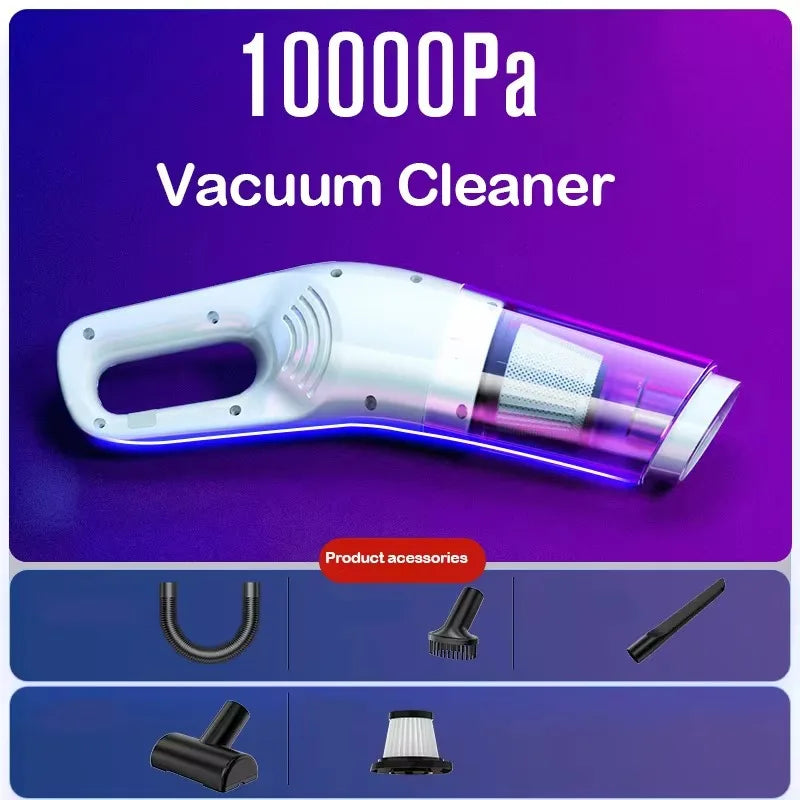 Handheld Rechargeable Vacuum Cleaner – Portable Wireless Dual-Purpose Car & Home Dust Catcher 10000PA
