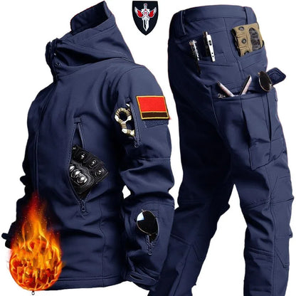 Shark Skin Soft Shell Tactical Suit – Windproof Breathable Plush Outdoor Training Jacket & Pants Set