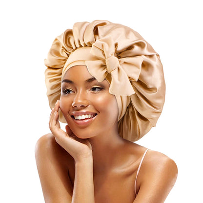 New Satin Sleeping Hat for Women – Stretchy Tie Band, Adjustable Night Shower Cap, Hair Head Cover Bonnet Turban