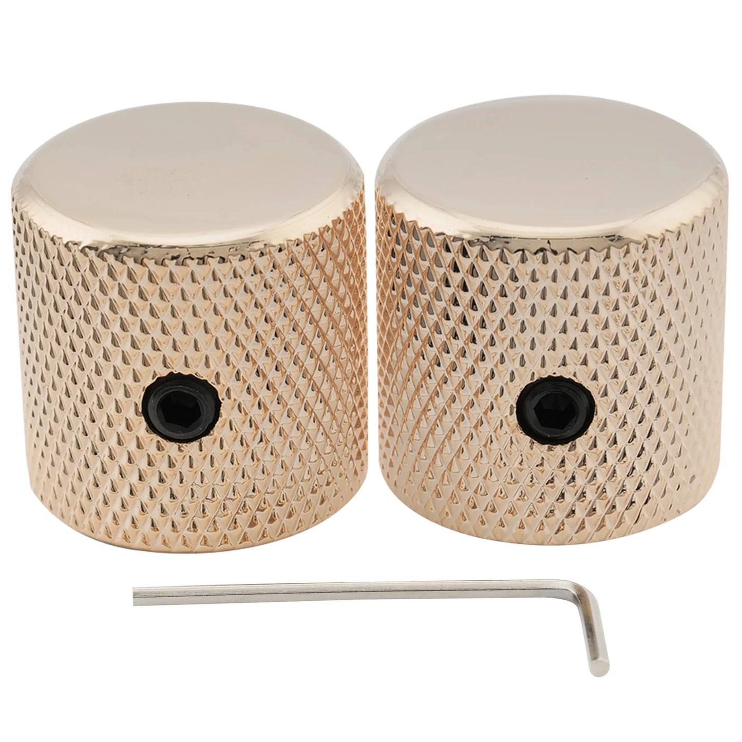 Musiclily Pro Steel Guitar Knobs - 1/4 Inch Fine Knurled Flat Top Control Knobs with Set Screws for Bass & Electric Guitar