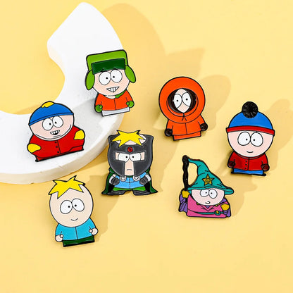 7-Piece Cartoon TV and Movie Character Enamel Pin Set - Metal Lapel Brooches for Backpacks, Hats, Cosplay and Gifts