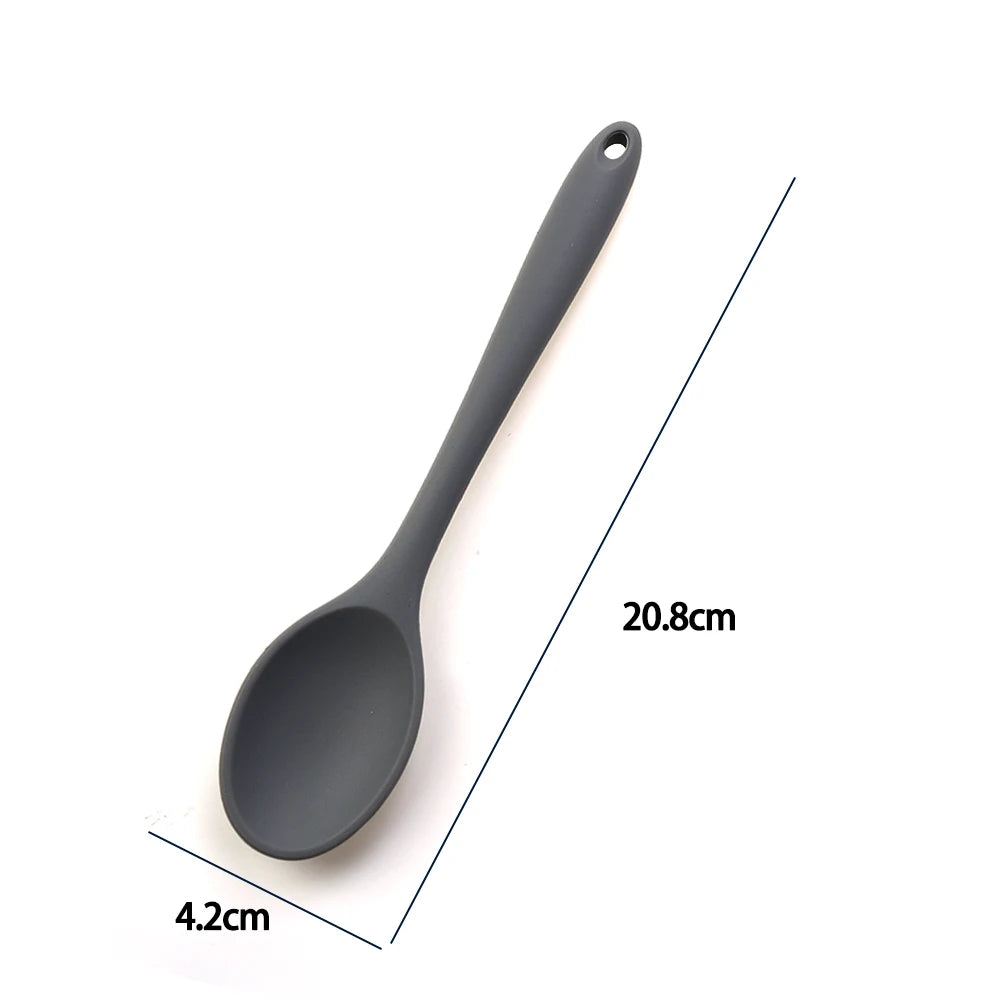 Soft Silicone Cooking Spoon - Long Handle Stirring Ladle for Kitchen Use - Essential Cooking Utensil