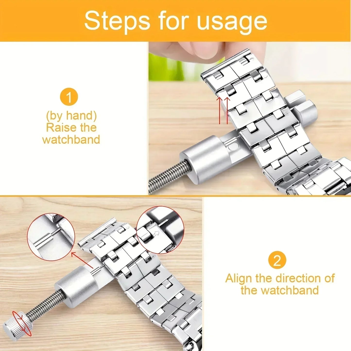 Watch Repair Tool Kit – Link Band Pin Remover & Adjuster for Professional Watchmaking