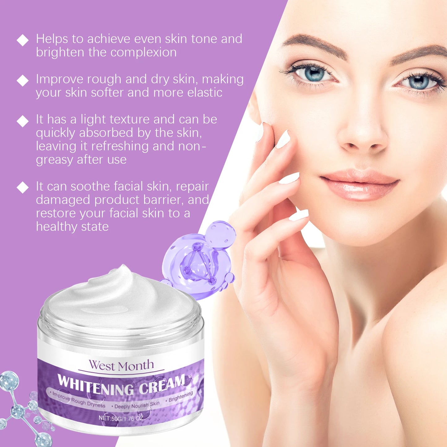 Peptide Whitening Face Cream – Anti-Melanin Dark Spot Corrector, Pigmentation Fading, Hydrating & Brightening Skin Smoothing Moisturizer