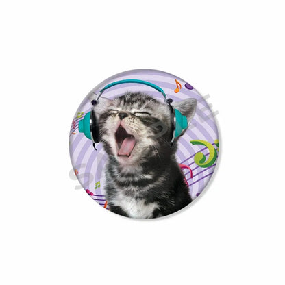 50mm Tinplate Cat Meme Button Pins – Funny Round Brooch Lapel Badge for Hats, Bags & Kids Gifts