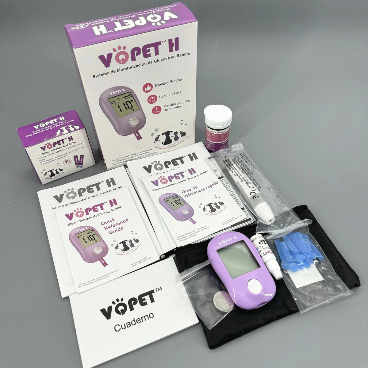 Pet Blood Glucose Meter - Digital Blood Sugar Monitoring System for Dogs and Cats with Diabetes Management Accessories