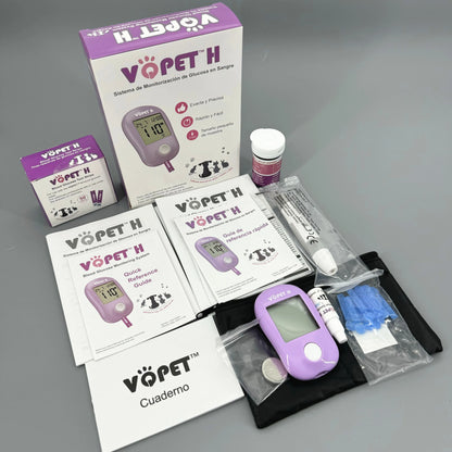 Pet Blood Glucose Meter - Digital Blood Sugar Monitoring System for Dogs and Cats with Diabetes Management Accessories