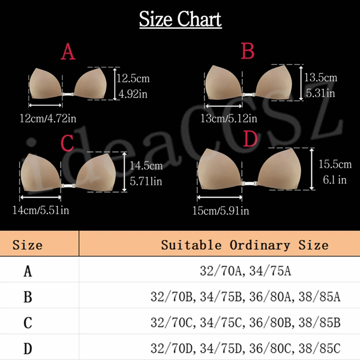 Deep U-Plunge Sticky Bra - Invisible Adhesive Silicone Bra for Backless Wedding Dresses and Low-Cut Outfits
