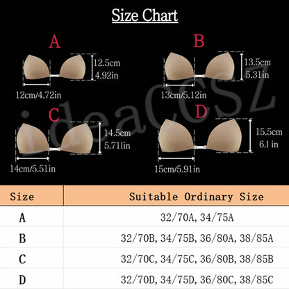 Deep U-Plunge Sticky Bra - Invisible Adhesive Silicone Bra for Backless Wedding Dresses and Low-Cut Outfits