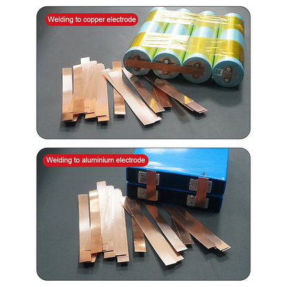 5M T2 Pure Copper & Nickel Strip — 0.15mm/0.2mm Nickel-Plated Copper Belt for 18650, 26650, 21700 Lithium Battery Pack Spot Welding