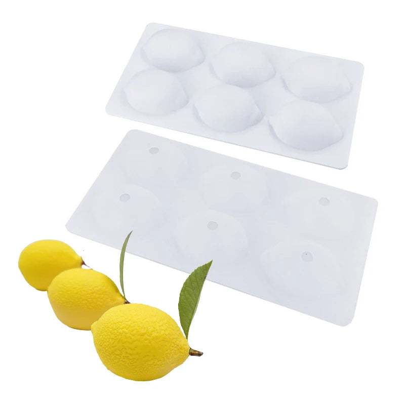 SHENHONG 3D Lemon Silicone Mould – 6-Cavity French Dessert Mousse Cake Mold for Pastry & Baking