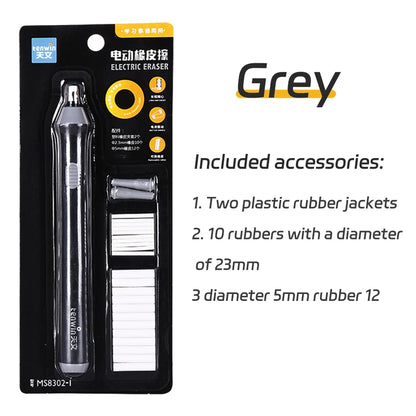Electric Eraser Kit – Thick & Thin Replaceable Rubber Tips, Low Crumb Precision Erasing Korean School Supplies