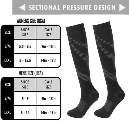 Men's Compression Sports Socks - Running, Cycling, Nursing, Varicose Veins Support, Outdoor Hiking Socks