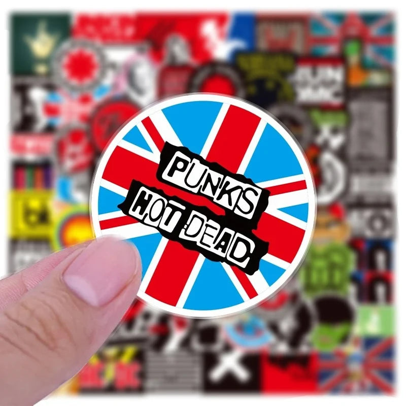 100PCS Classic Rock & Roll Stickers - Music Band Vinyl Decals for Laptops, Guitars, Helmets & Luggage