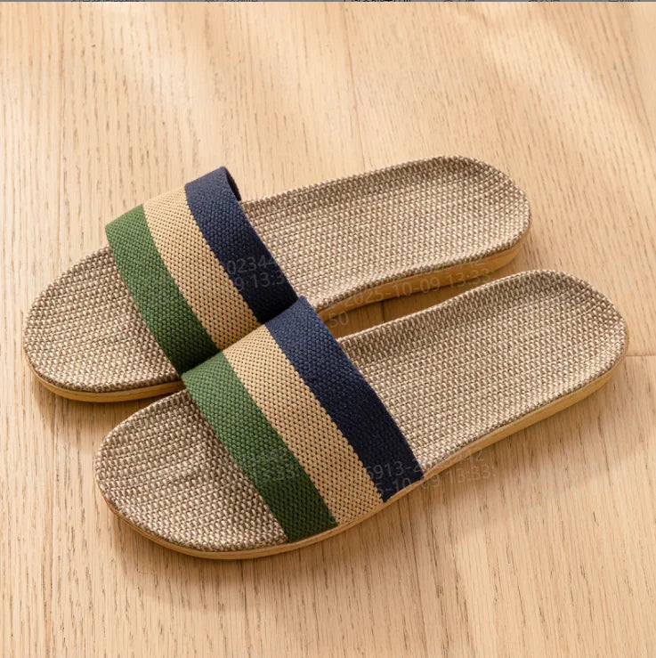Unisex Fabric Summer Slippers – Breathable Soft Slip-On Indoor Home Shoes