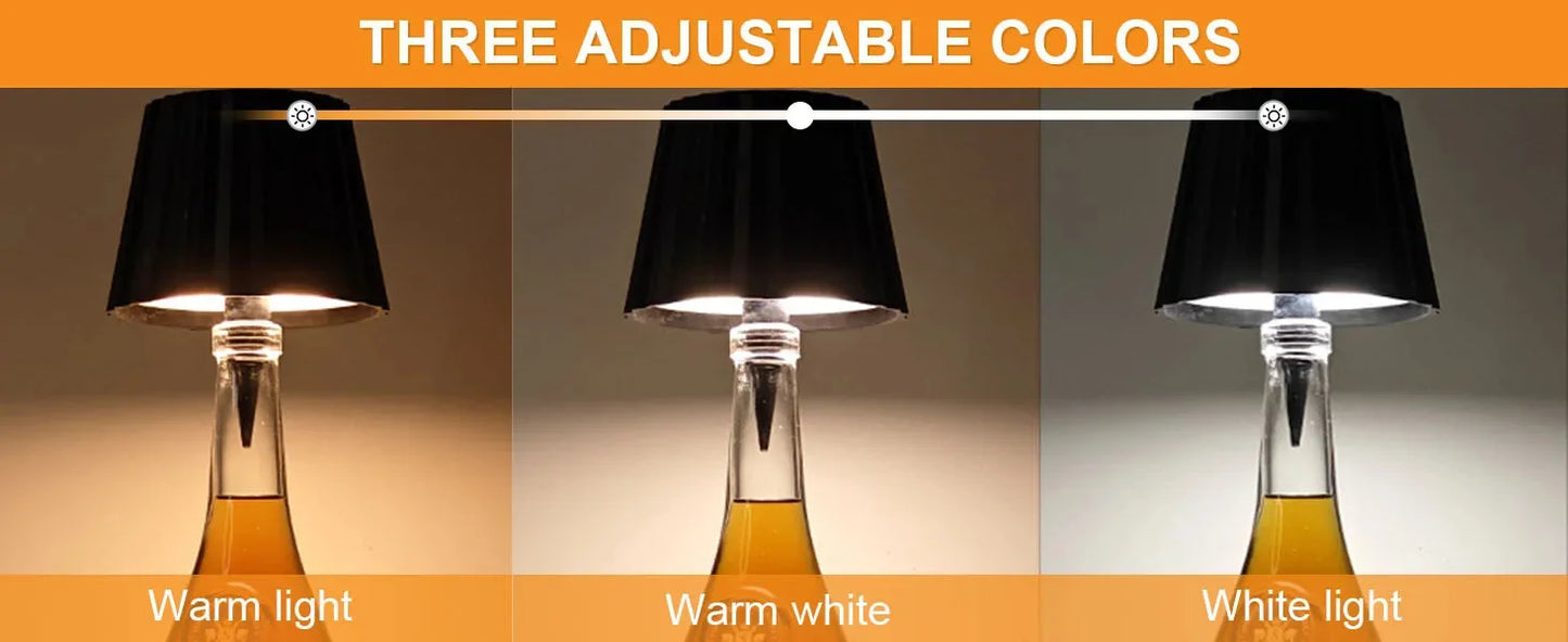 USB Rechargeable Bottle Lamp — Touch Control 3-Color Stepless Dimming Night Light for Wine Bottles & Desk