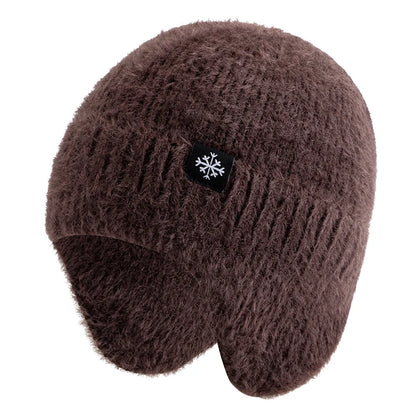 Women’s Earflap Winter Hat – Candy Color Faux Fur Knit Beanie, Kpop Style Streetwear Cap