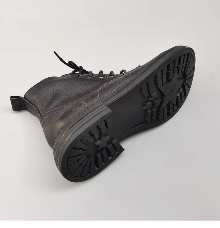 Careaymade 100% Genuine Leather Wide Casual Women’s Short Boots – Big Size, Handmade Men’s Wool Boots