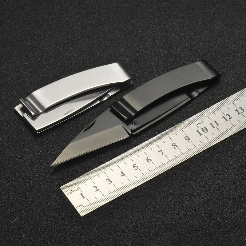 Stainless Steel Folding Knife – Sharp Blade Outdoor Camping Pocket EDC Multifunctional Tool with Wallet & Note Clip