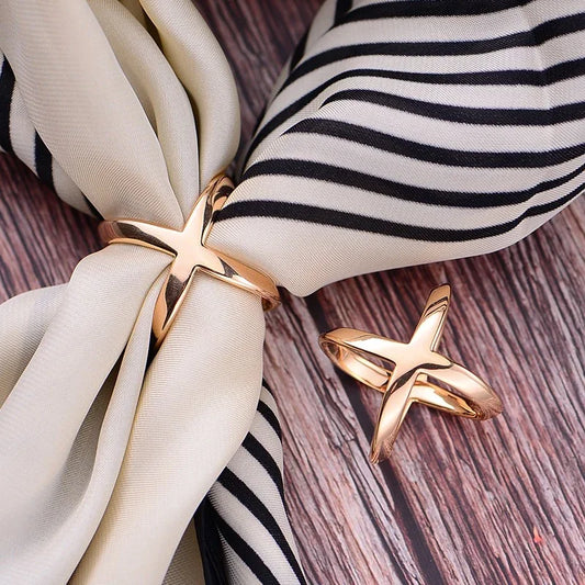 Stylish X Shape Metal Brooch: Fashion Cross Scarf Clip for Women - Hollow Bow Scarves Holder, Shawl Jewelry Accessory
