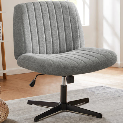 Adjustable Cross Legged Rocking Gaming Chair - Armless Wide Desk Swivel Task Chair for Home Office and Living Room