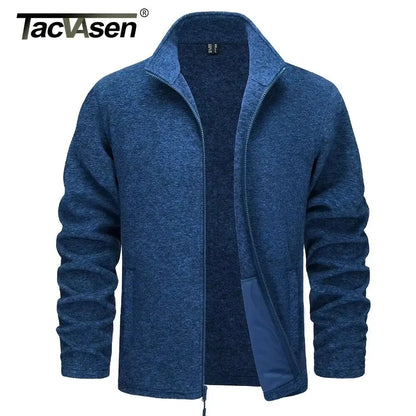 TACVASEN Men’s Lightweight Fleece Jacket - Full Zip Spring Casual Outdoor Sportswear with Pockets & Stand Collar