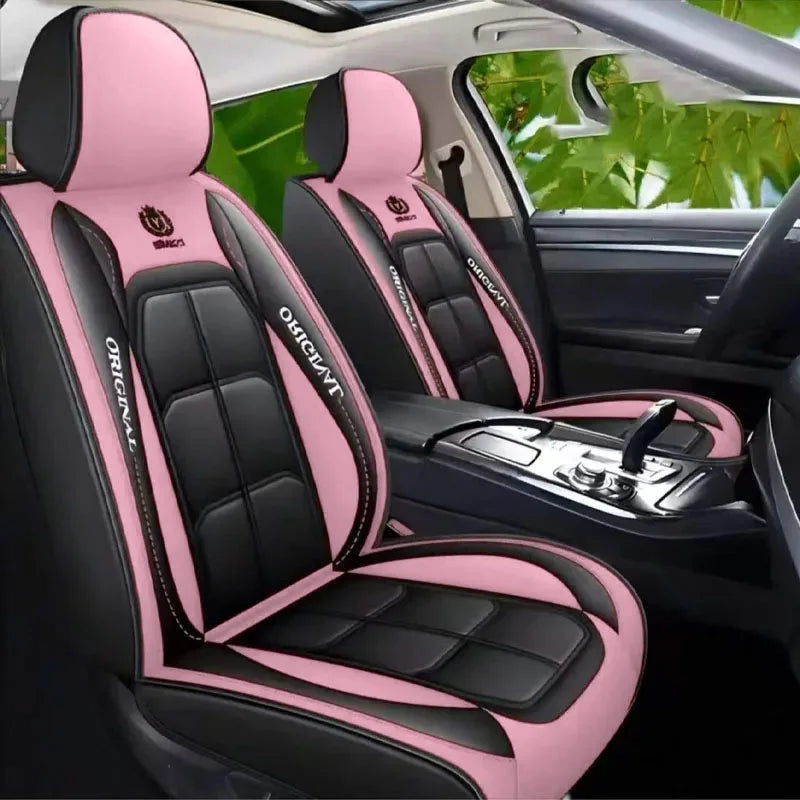 Universal Full Leather Car Seat Cover - All-Season Driver & Passenger Seat Cushion Pad
