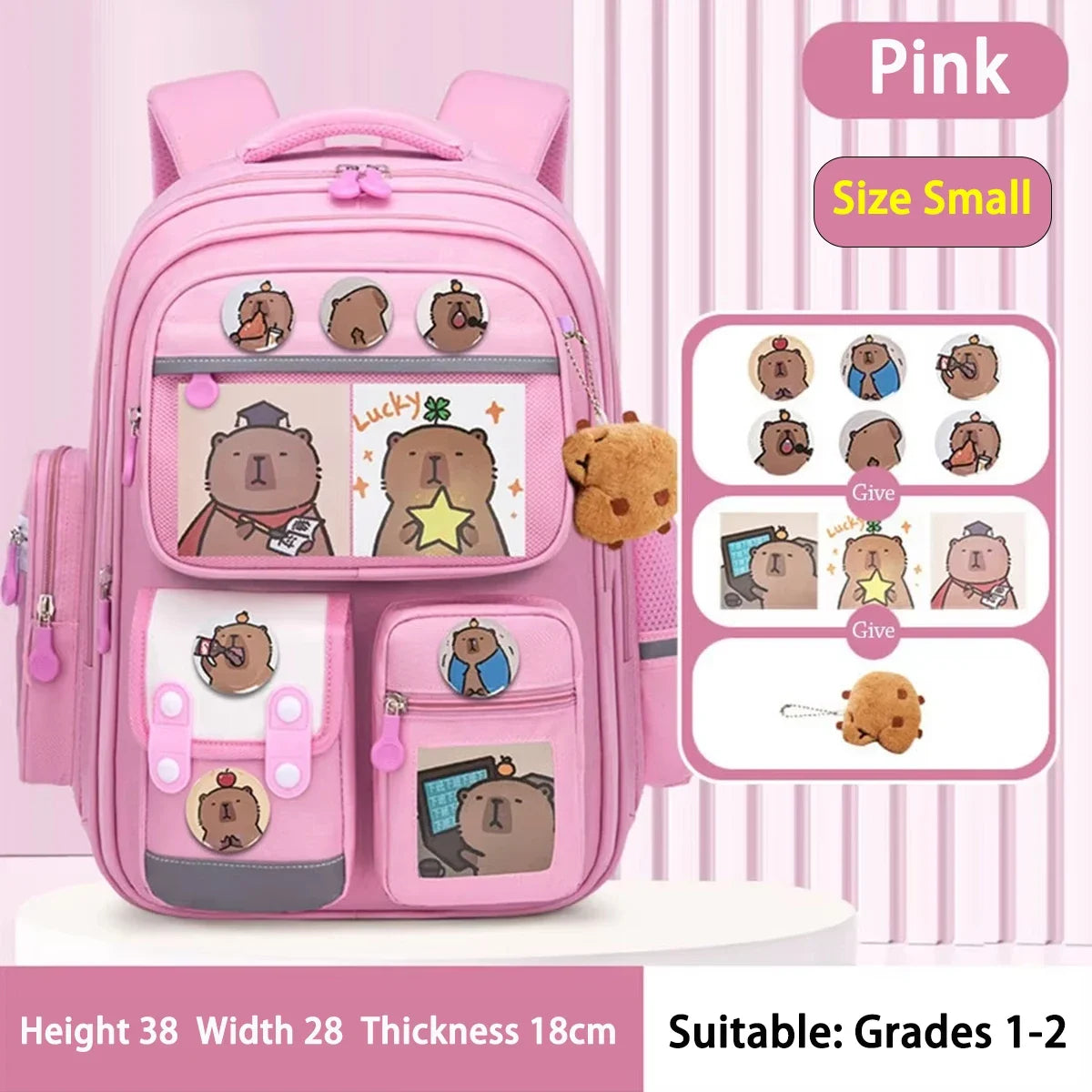 Capybara Waterproof School Backpack | Large Capacity, Ergonomic Straps for Students, Spine-Friendly Gift Bag