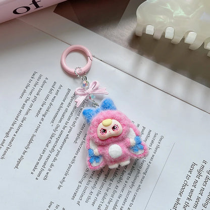 Plush Baby Keychain Bowknot Bag Pendant Hanging Charm for Phone Car Backpack Labobu Gift