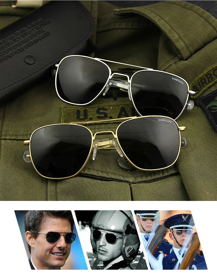 RE Military Aviation Sunglasses — Vintage Titanium Frame Pilot Glasses for Men & Women