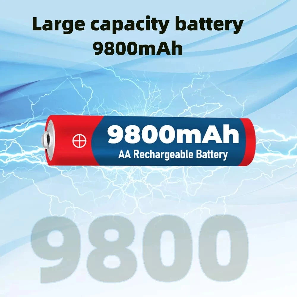 1.5V AA 9800mAh Rechargeable Battery – High-Quality Original AA for LED Lights, Toy Cameras, Microphones