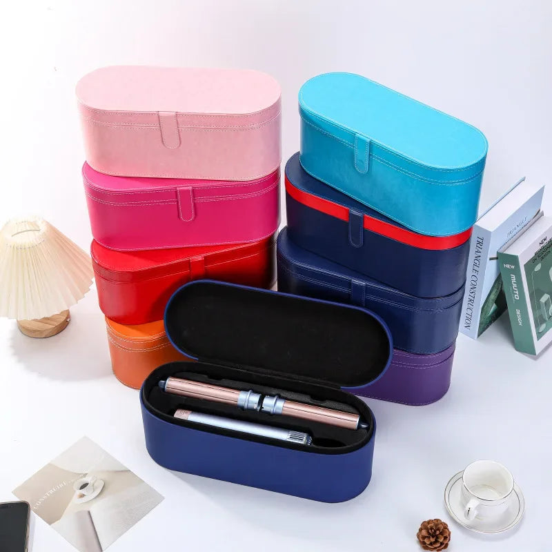 Dyson Hairdryer & Curling Iron PU Leather Storage Box – Round Circular Household Appliance Container
