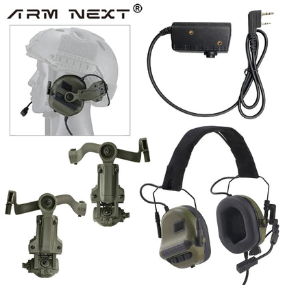 ARM NEXT F10 Tactical Headset — Noise-Canceling Hunting & Shooting Headphones with Brackets, Compatible with Wendy M-LOK ARC Helmet