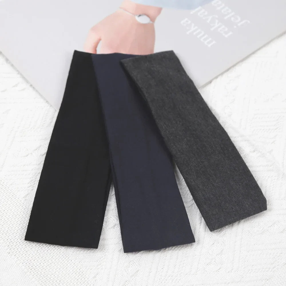3pcs Elastic Solid Color Hair Bands – Unisex Headbands for Sports, Yoga, Running & Fitness