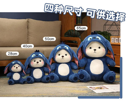 30cm Cute Bear-to-Disney Stitch Plush Toy – Soft Stuffed Cartoon Animal Doll, Perfect Birthday & Christmas Gift