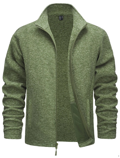 TACVASEN Men’s Lightweight Fleece Jacket - Full Zip Spring Casual Outdoor Sportswear with Pockets & Stand Collar