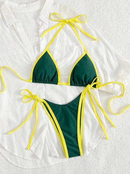 Sexy Contrast Color Micro Bikini Set 2026 – Women’s 2-Piece Mini Thong Swimwear Bathing Suit Beach Bikini Separates