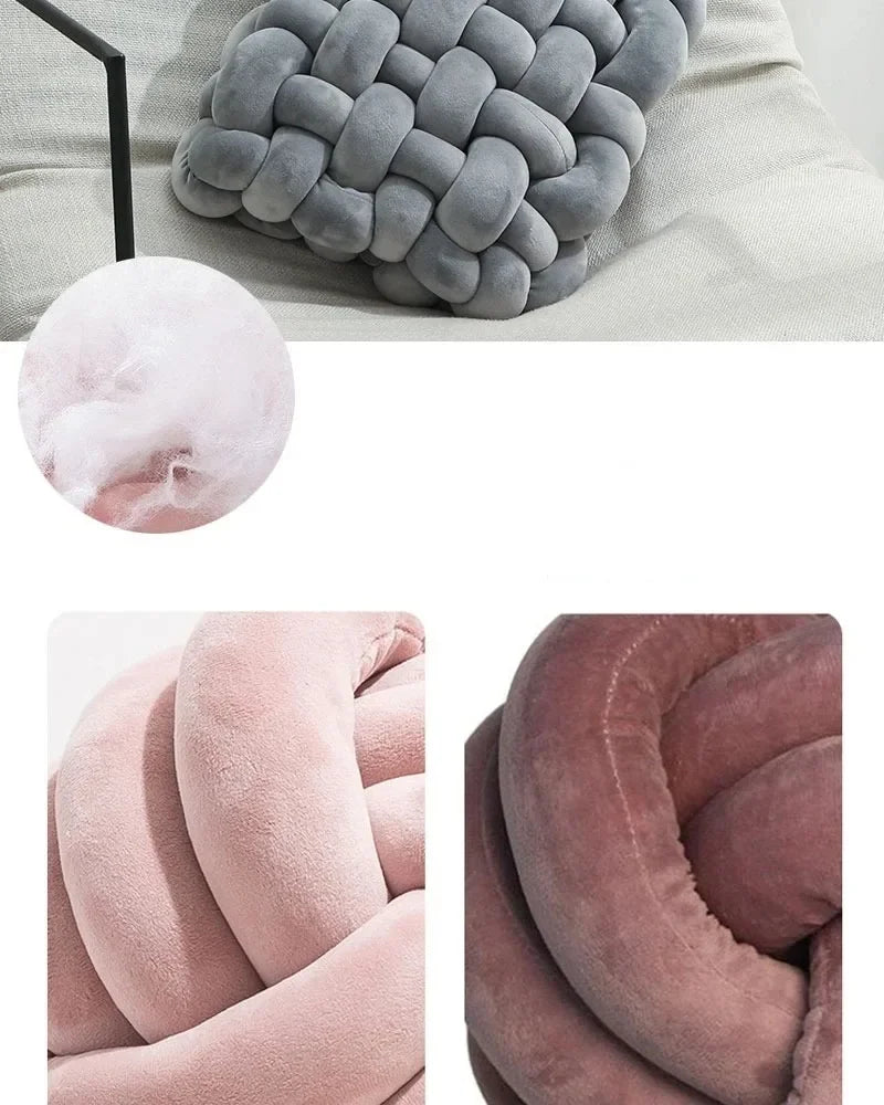 Knotted Square Cushion – Nordic Aesthetic Hand-Made Plush Pillow for Office Chair & Decorative Sleeping Back Support