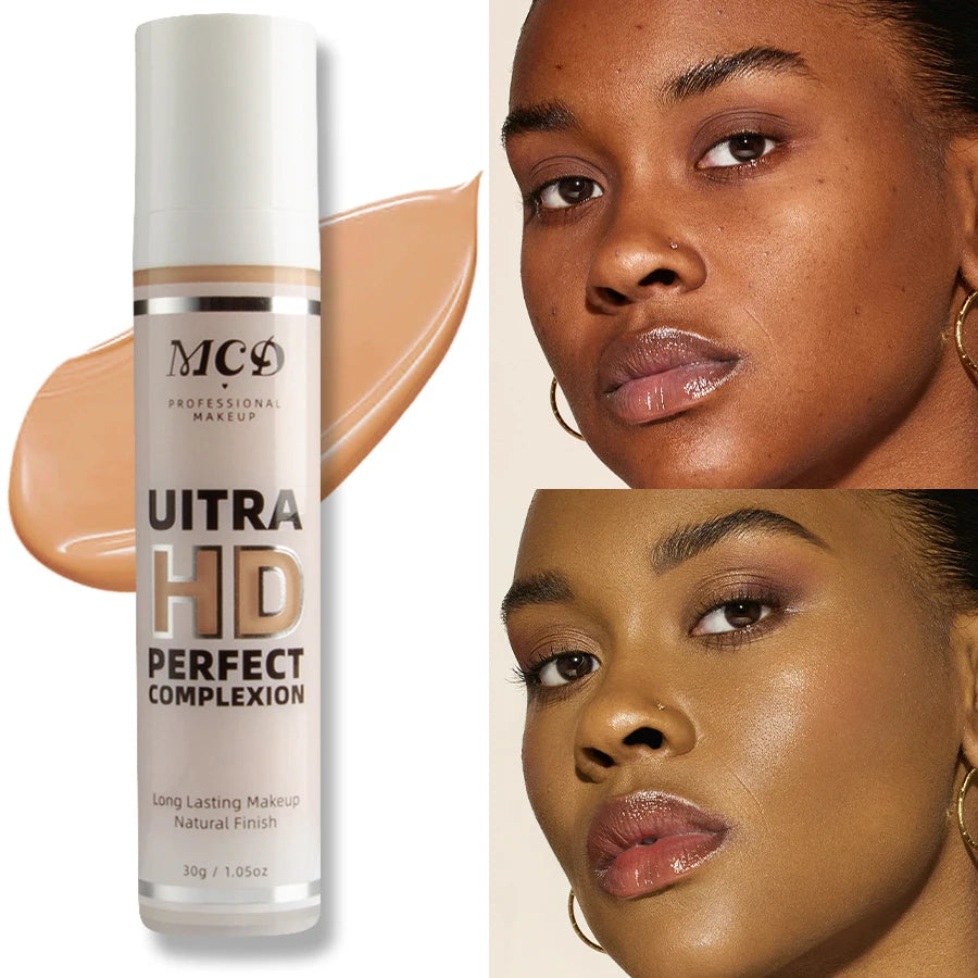 9-Shade Full Coverage Liquid Concealer & Foundation — Natural Matte Base Makeup