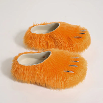 Bear Claw Plush Mules - Customizable Soft Summer Slides with Logo for Comfortable Casual Wear